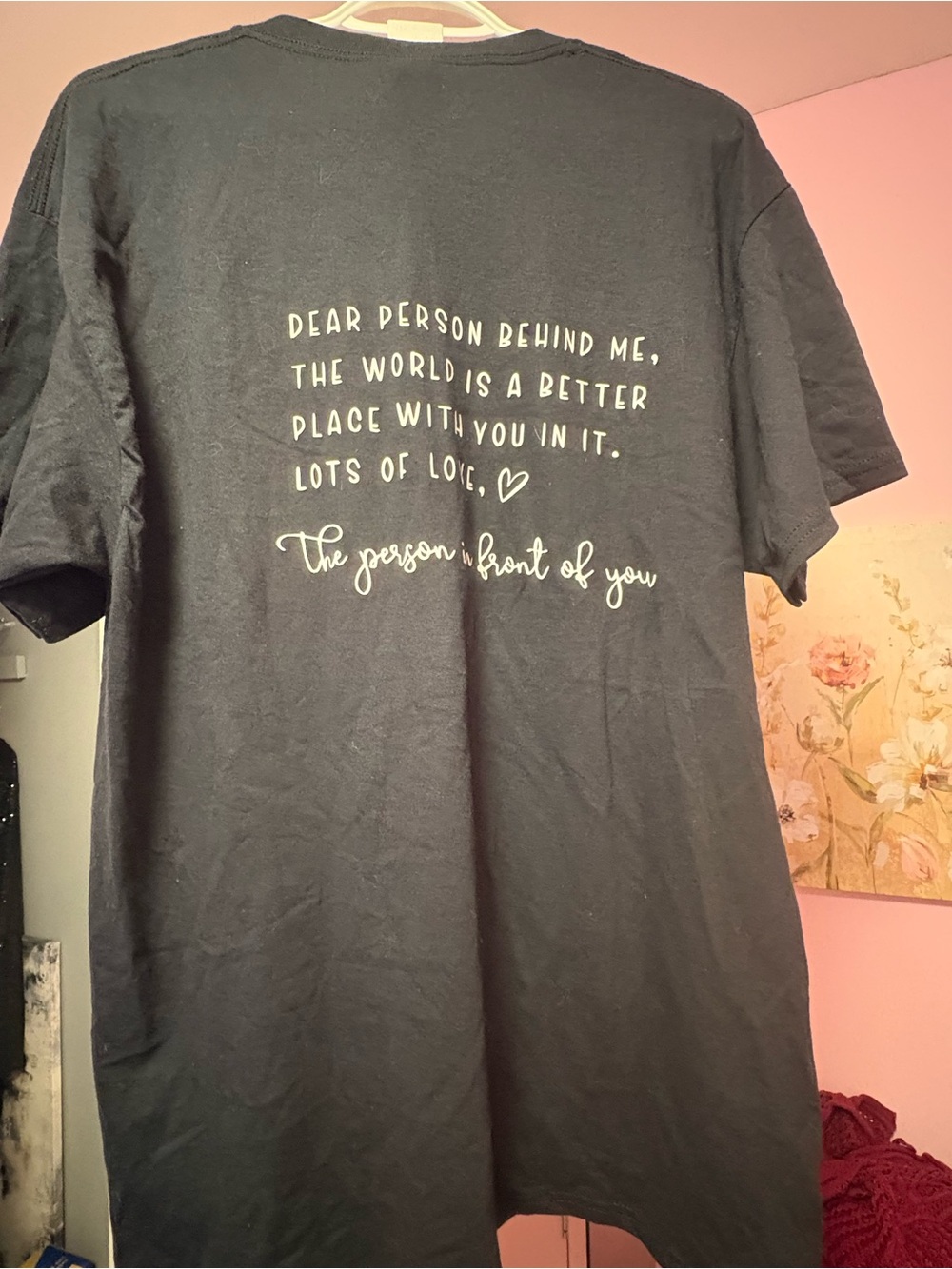 💙4/$10💙 Gildan Black Short-Sleeve Tee with White Inspirational Back Print